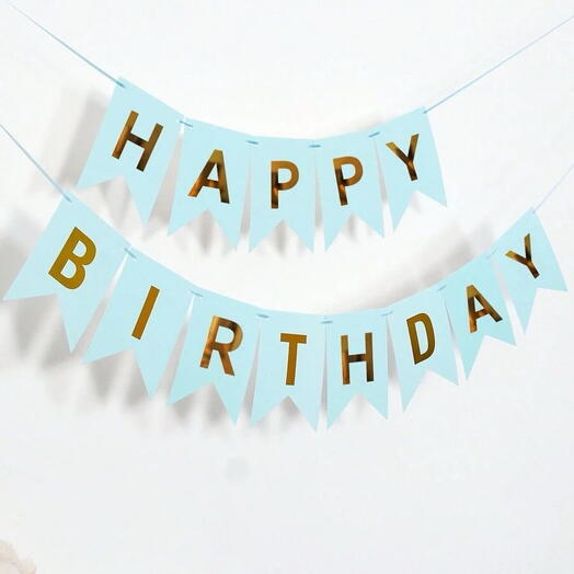 Гирлянда флажки Happy Birthday, голубая