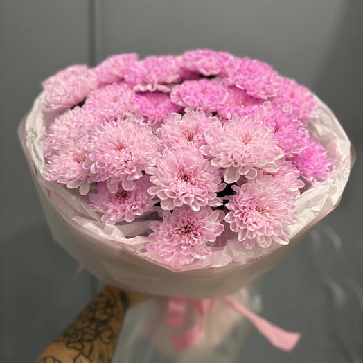 Чудесный букет розовых пушистых хризантем 🩷💕