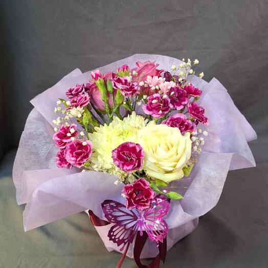 Сиреневый тортик с хризантемой 💐