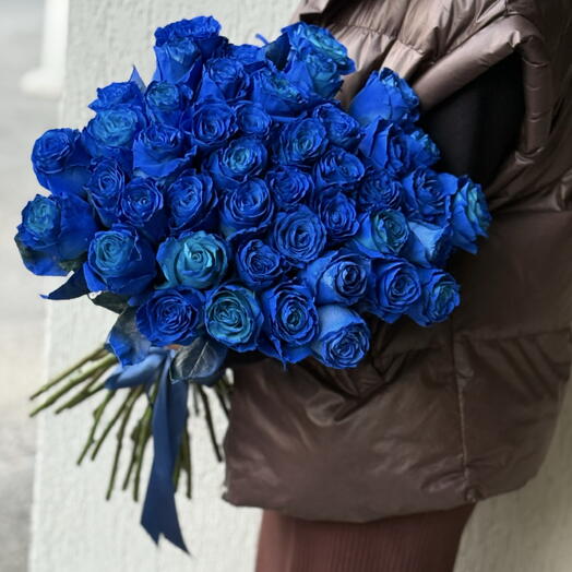 Синие розы 51 шт под ленту 💙