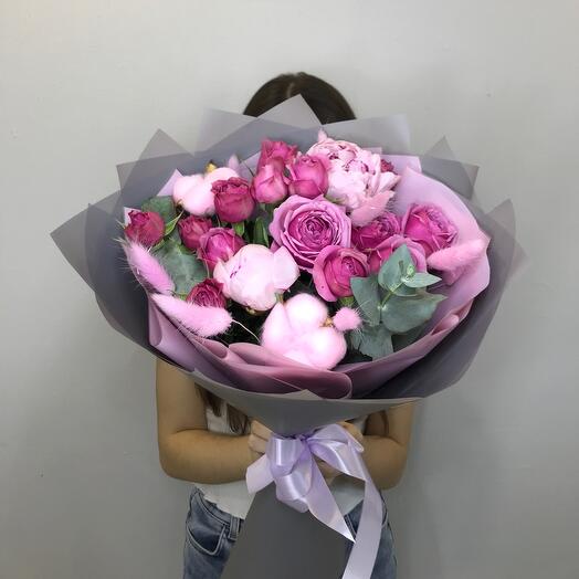 Bouquet of peonies and peony-shaped roses