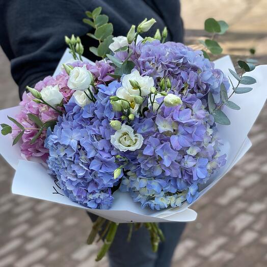 Hydrangea with eucalyptus