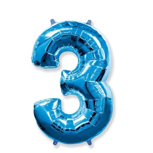 Шар-цифра "3" гелиевый, цвет синий