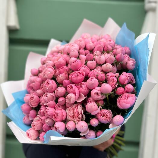 Super bouquet of 51 peony-shaped bush roses (mono 032)