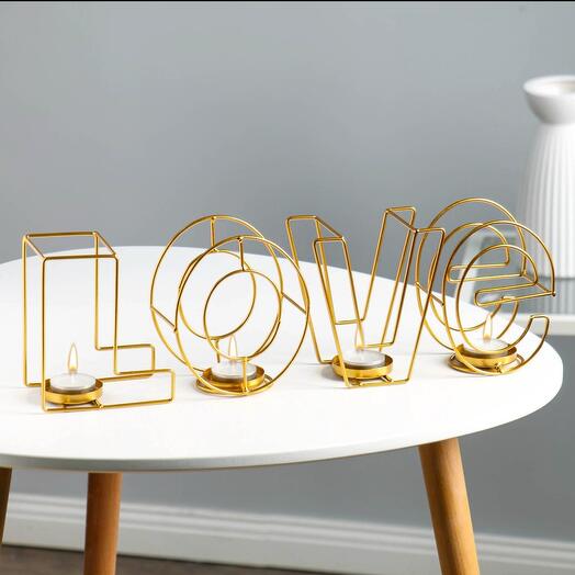 Подсвечник металический настольный «LOVE»