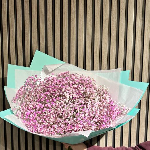 Монобукет из розовой гипсофилы