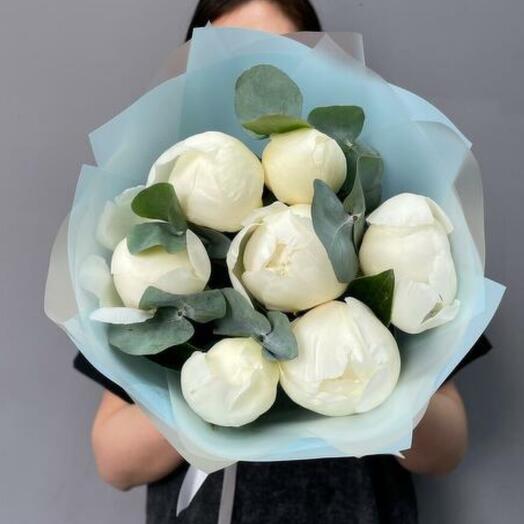 7 белые пионы 🤍(0006) peony