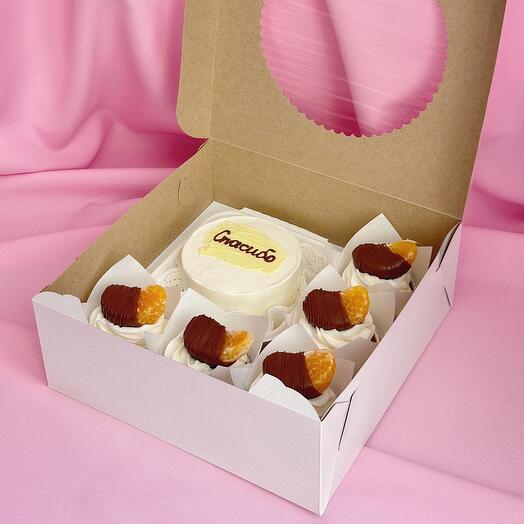 Set of bento cake and cupcakes
