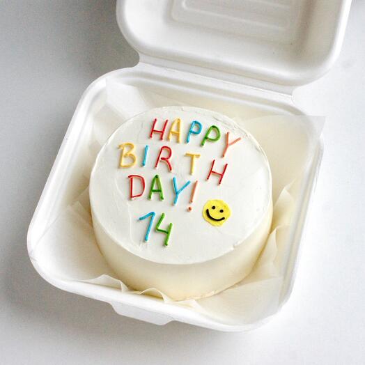 Бенто-торт "Happy Birthday смайлик" 14 лет сыну племяннику племяннице сестре дочке подруге брату