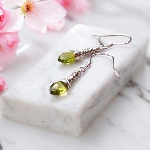 Natural Peridot silver earrings