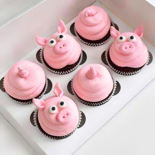 Cupcakes Pigs / with humor from 6 pcs