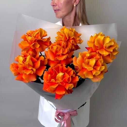 Ramo de rosas francesas de otoño brillante 7 piezas
