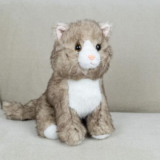 Мягкая игрушка Кот Мишель для девочек и мальчиков / Плюшевая Кошка для детей KiDWoW  коричневый 30см