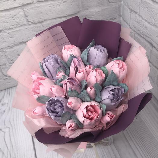 Ramo de regalo para niña, hija, madre, esposa de flores de malvavisco