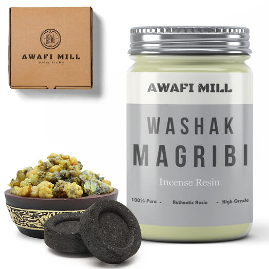 AWAFI MILL Washak Magribi Galbanum | Charcoal Tablet - Bottle of 100 Gram with 20 Charcoal Piece