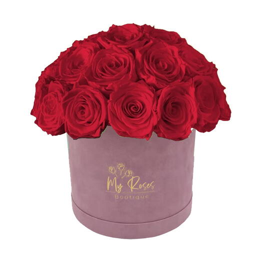 Lilac Velvet Box With 36 Red Roses