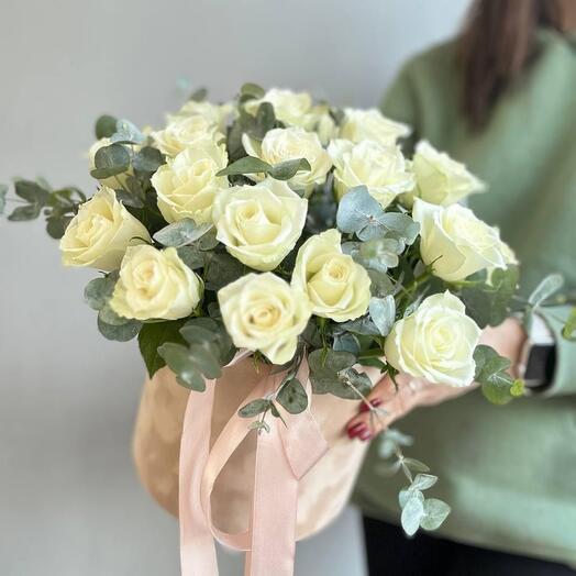 -20%АКЦИЯ🌹Цветы в коробке | 25 белых кений | Букеты Уфы | Цветы Уфа | Доставка по Уфе
