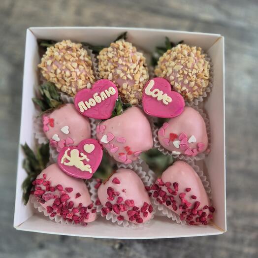 Juego de fresas bañadas en chocolate Love