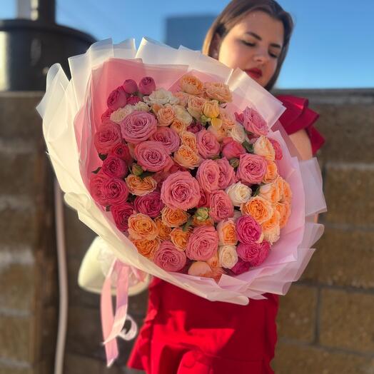 🎁Монобукет «Возрождение»  с кустовыми розами