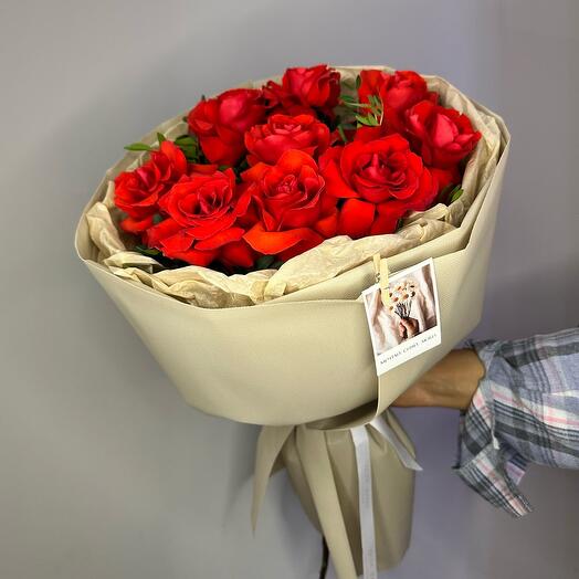 Монобукет Алые Французские Розы. (красные роз) ХИТ