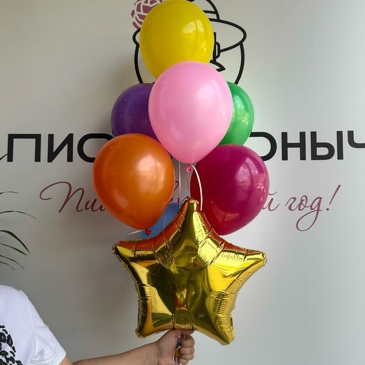 Набор/фонтан из шаров "Моя звезда" /фольгированный шар/латексные шары/шары с гелием/Доставка Уфа