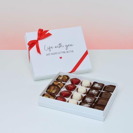 Life With You Romantic 20-Piece Premium Chocolate Gift Box – Red Ribbon Edition