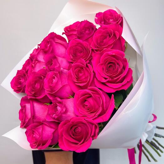 Розовые  розы Эквадор, сорта Пинк Флойд 60 см, 21 роза, букет