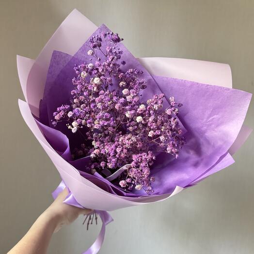 Букет из фиолетовой стабилизированной гипсофилы