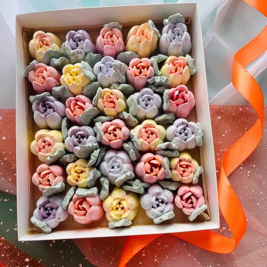 Коробка зефирных тюльпанов 30шт «Нежность»