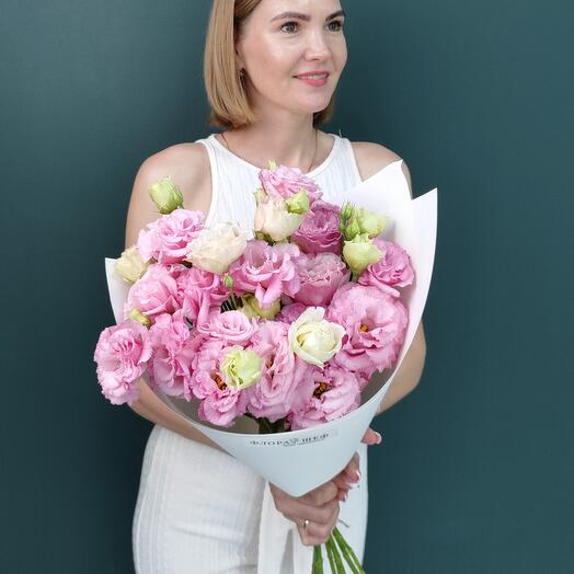 🌸 «Нежность в пастельных тонах» — букет из розовой эустомы