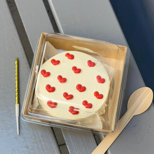 Бенто торт Белый с сердечками