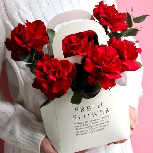 French roses in a bag