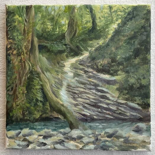 Картина маслом этюд «Водопад»