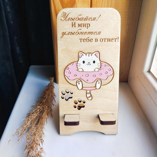 Подставка для телефона "Кот пончик"