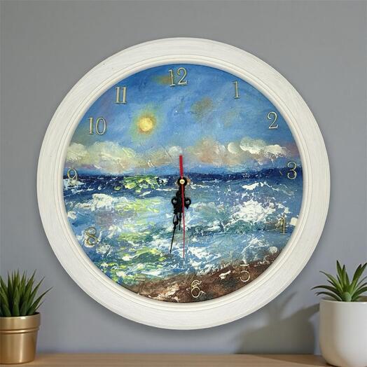 Часы настенные, картина «Море»
