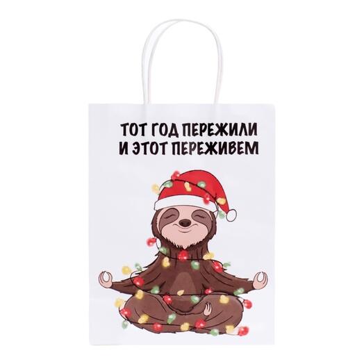 Подарочный пакет крафтовый «Ленивец», 27 × 21 × 11 см