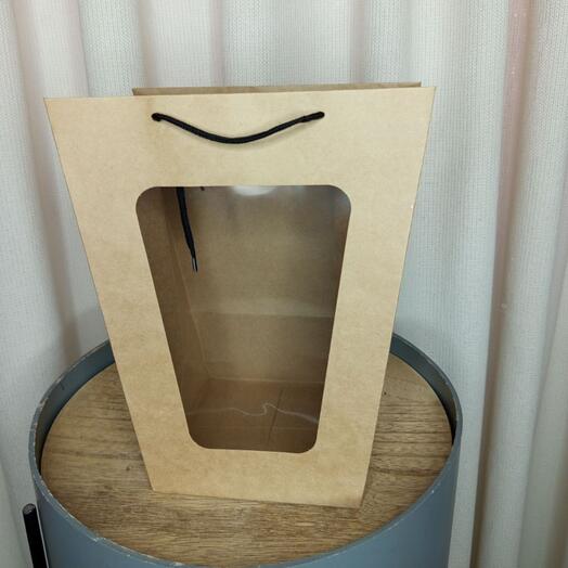 Подарочная упаковка кравт с окошком под растения