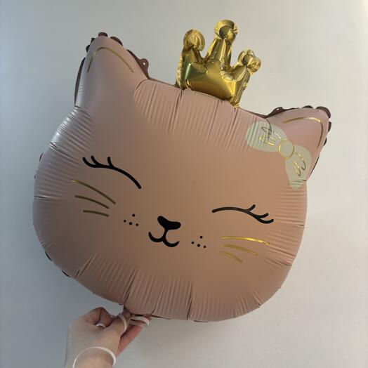 Шар «Кошечка с короной розовая»