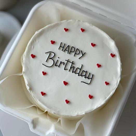 Бенто-торт с днем рождения, Happy Birthday с сердечками