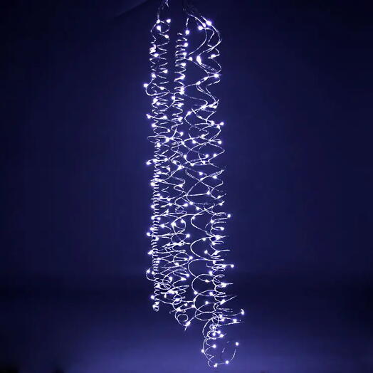 Гирлянда "Лучи" (роса), 300 холодных белых mini LED-ламп, 10х3+5 м, серебристый п