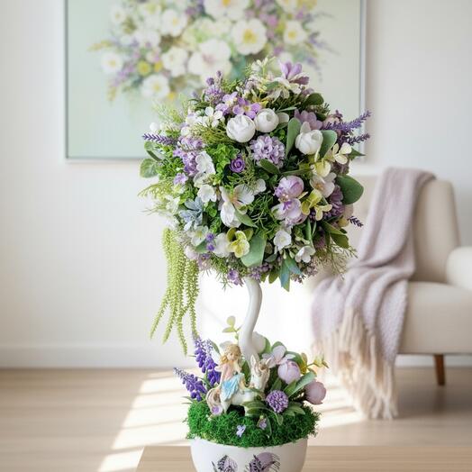 Дерево интерьерное из декоративных цветов