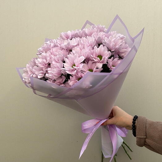 5 Розовых хризантем