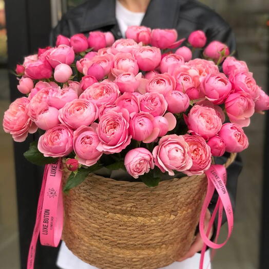 😍😍😍 Wow корзина с цветами с кустовыми пионовидными розами