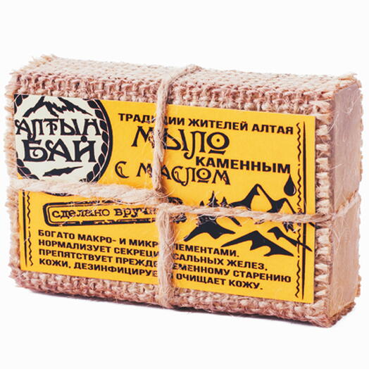 Мыло натуральное ручной работы С КАМЕННЫМ МАСЛОМ дезинфицирующее, 80 гр