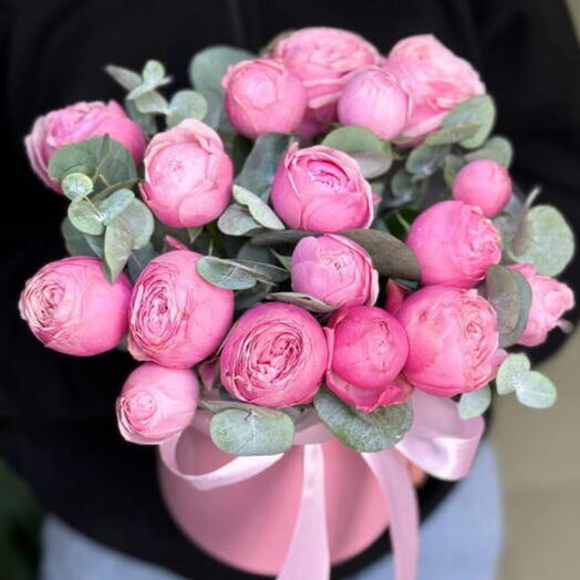 Цветы в коробке «Роза пиона» Flower Lab