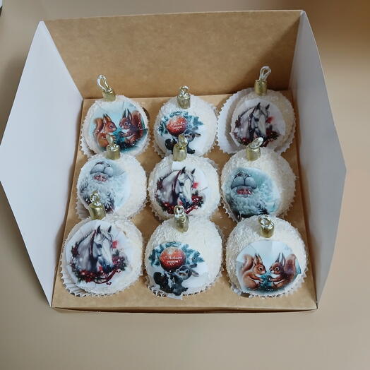 Птичье молоко - ретро елочные шары 9 шт