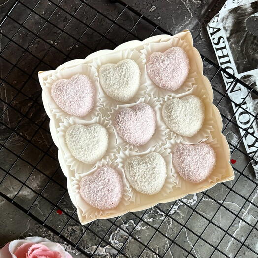 Подарочный набор 9 шт сердечки из зефира