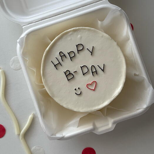 Бенто-торт happy(ванильный с бананом и карамелью)
