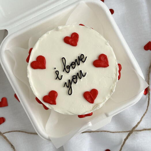 Бенто торт с надписью "I love you", торт для парня, торт для девушки, торт для мужа,  (F)