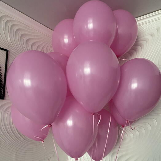 15 розовых гелиевых воздушных шаров девочке/девушке